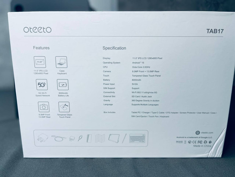 تبلت برند Oteeto Tab 17 سایز صفحه 11 اینچ / حافظه یک ترابایت و رم 16 گیگابایت